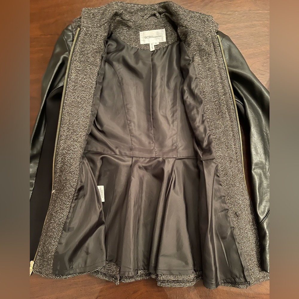 New BCBGeneration Tweed & Faux Leather Military Jacket❣️ - Picture 9 of 11